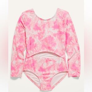 New Center-Front Cutout One-Piece Rashguard‎ Swimsuit for Girls